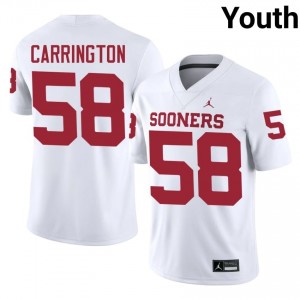 Durable James Carrington #58 OU Sooners White Jersey | Youth University Football Embroidery Fan Gear 75103117