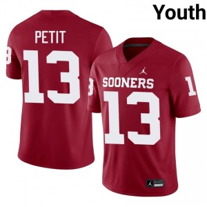 OU Sooners Jayden Petit #13 Crimson Jersey | Genuine Stitch NCAA Football Youth Apparel 59869559
