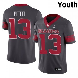 Top-Tier Jayden Petit #13 Sooners Anthracite Alternate Jersey | Youth University Football Swen Fan Gear 67663110