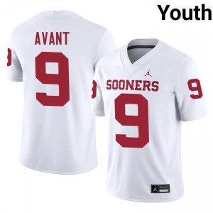 White Lloyd Avant #9 Oklahoma Sooners Jersey | Youth High School Football Fresh Embroidery 49552219