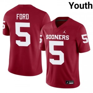 Elite Thread Markel Ford #5 Sooners Crimson Jersey | Youth University Football Stitch Fan Gear 99739232
