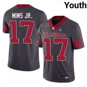 OU Marvin Mims Jr. #17 Anthracite Alternate Jersey | Essential Swen NCAA Football Youth Apparel 87578069