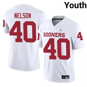 Matthew Nelson #40 Oklahoma Sooners Jersey | Exclusive White College Football Youth Embroidery 20690409
