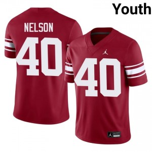 Sooners Matthew Nelson #40 Crimson Throwback Jersey | Pro Cut Stitched NCAA Football Youth Apparel 69532654