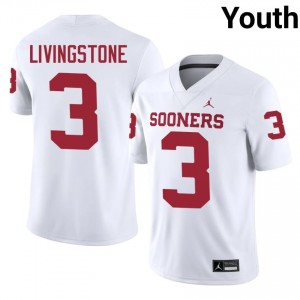 Oklahoma Sooners Parker Livingstone #3 White Jersey | Premium Embroidery NCAA Football Youth Apparel 84507725