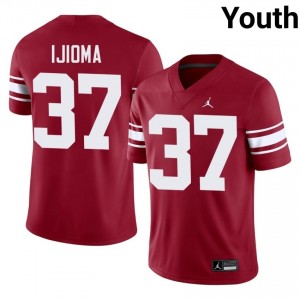 Officially Licensed Prince Ijioma #37 OKLA Crimson Throwback Jersey | Youth University Football Stitched Fan Gear 91697132