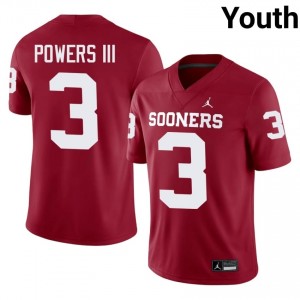 Crimson Reggie Powers III #3 Sooners Jersey | Youth High School Football Moisture Wicking Stitch 79957961