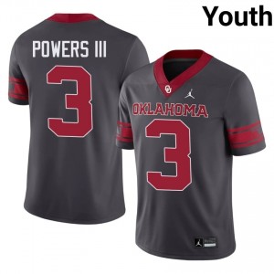 OU Reggie Powers III #3 Anthracite Alternate Jersey | Essential Swen NCAA Football Youth Apparel 46027159