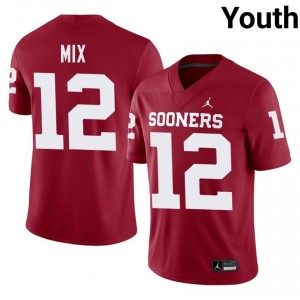 #12 Ryder Mix Sooners Crimson Jersey | Alumni Stitch Youth Player Football Gear 60541296