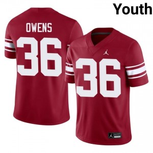 Officially Licensed Steve Owens #36 OKLA Crimson Throwback Jersey | Youth University Football Stitched Fan Gear 72925376
