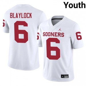 #6 Tory Blaylock Oklahoma Sooners White Jersey | Elite Embroidery Youth Player Football Gear 76237034